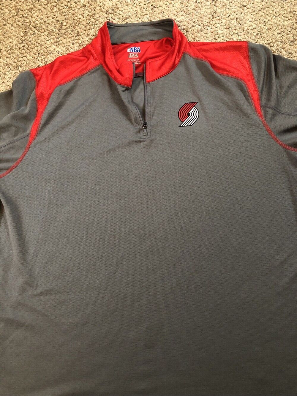 Portland Trail Blazers Warm Up Men's 2XL Gray 1/4 Zip Pullover Long Sleeve NBA